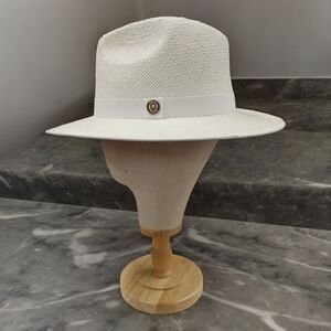MEN'S BRUNO CAPELO KINGDOM COLLECTION STRAW FEDORA HAT FLAT WIDE 3" BRIM KI- 511